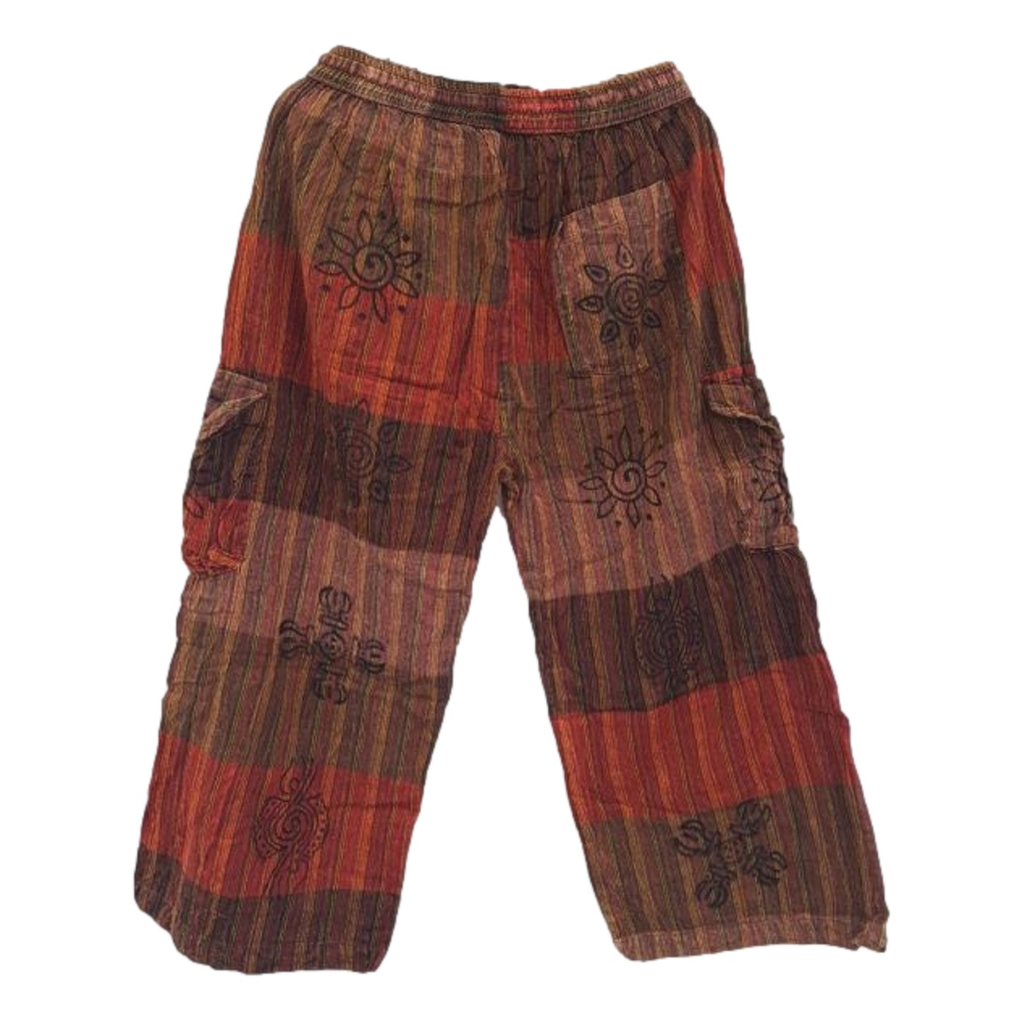 Stonewashed Block Print 3/4 Pants