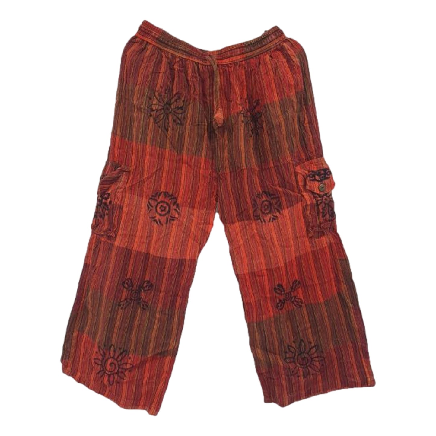Stonewashed Block Print 3/4 Pants