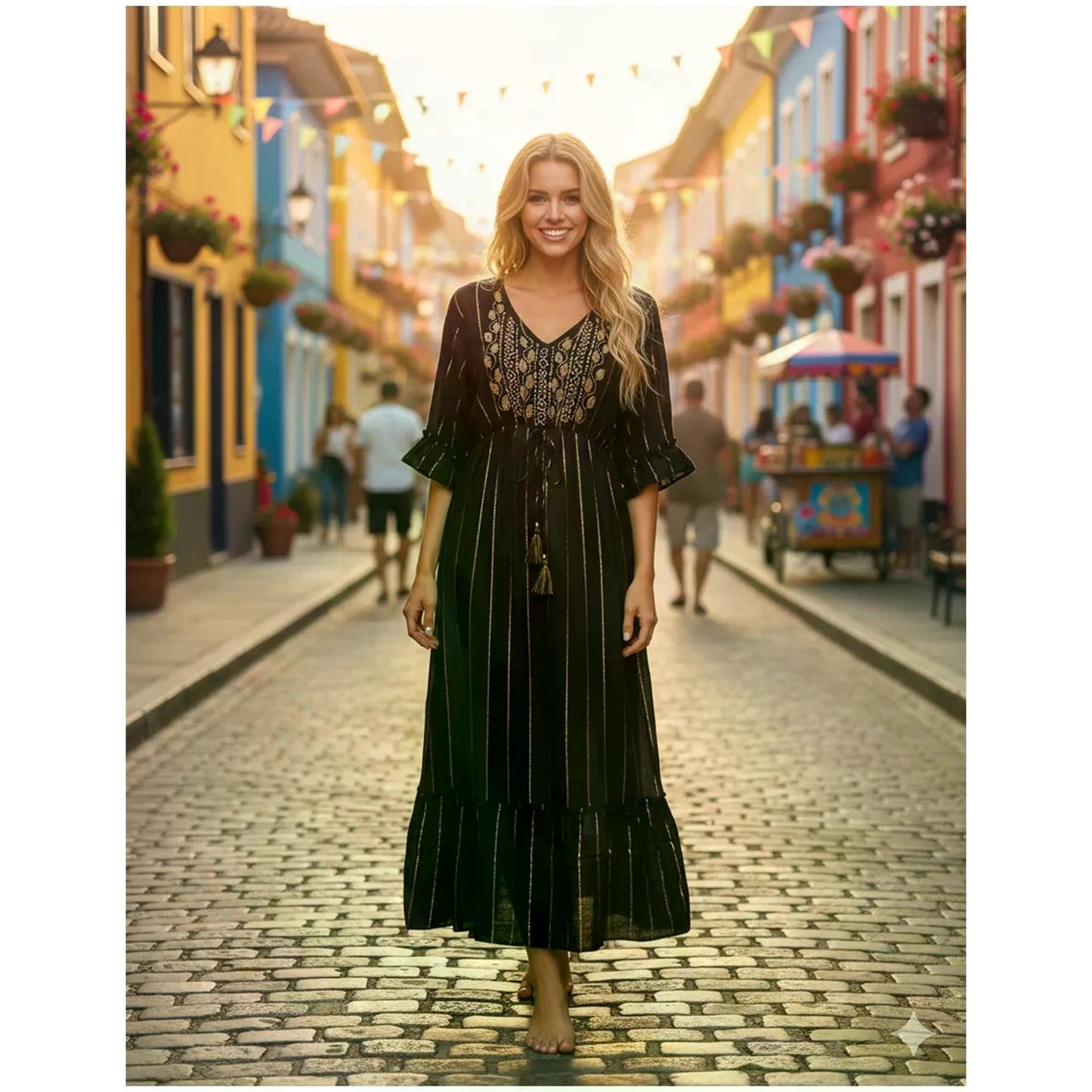 Paisley Print Boho Dress With Pockets