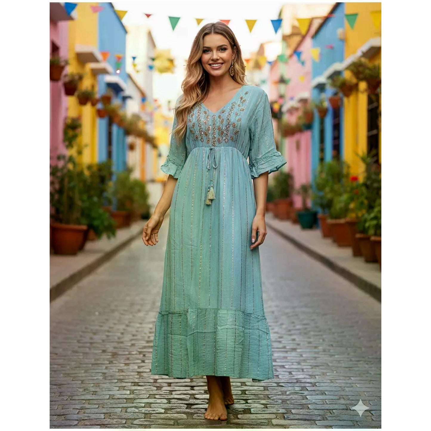 Paisley Print Boho Dress With Pockets