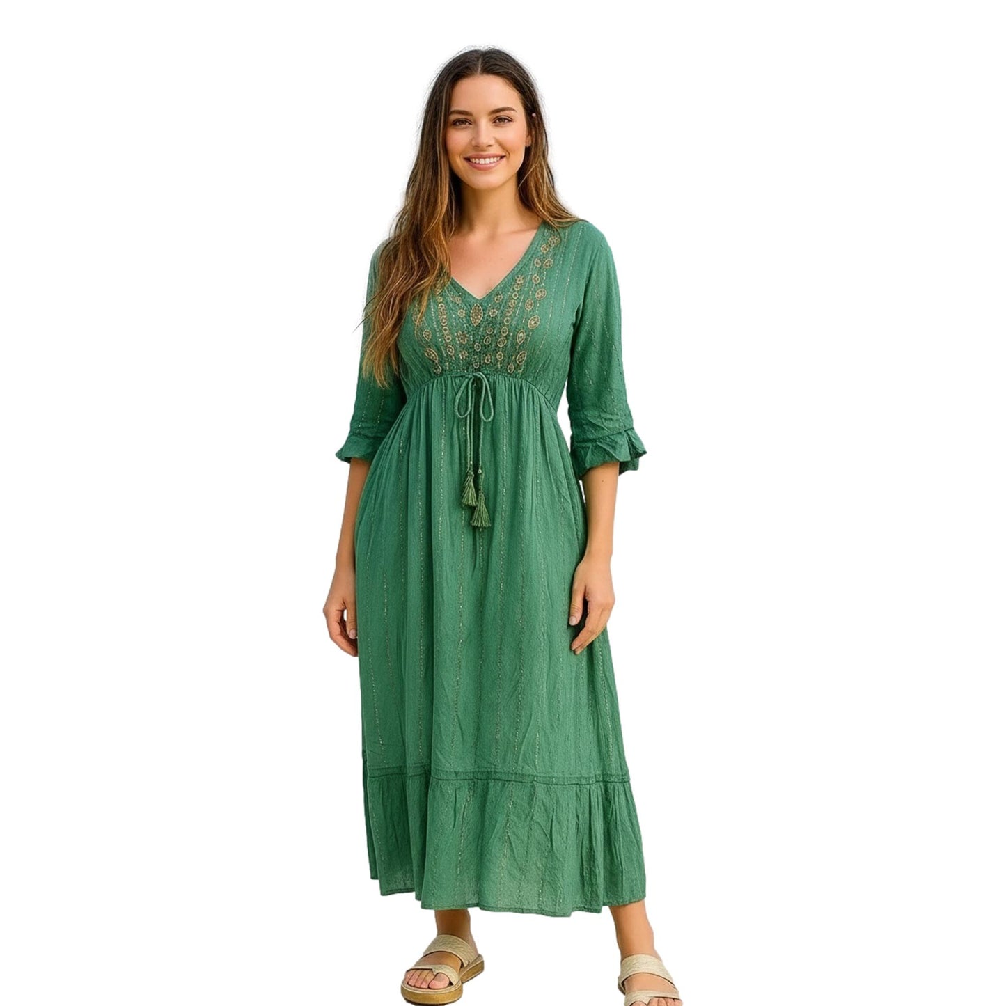 Paisley Print Boho Dress With Pockets