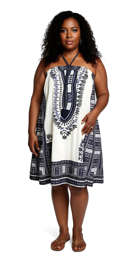 Tribal Design Summer Halter Dress