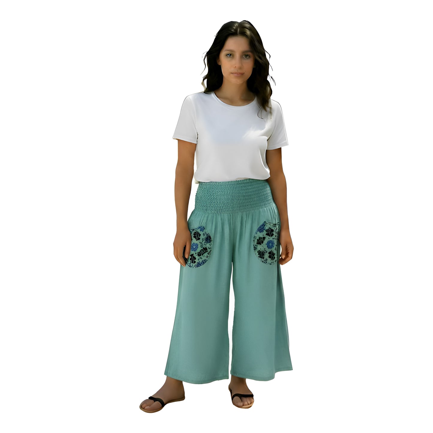 Cotton & Rayon Wide Leg Pants