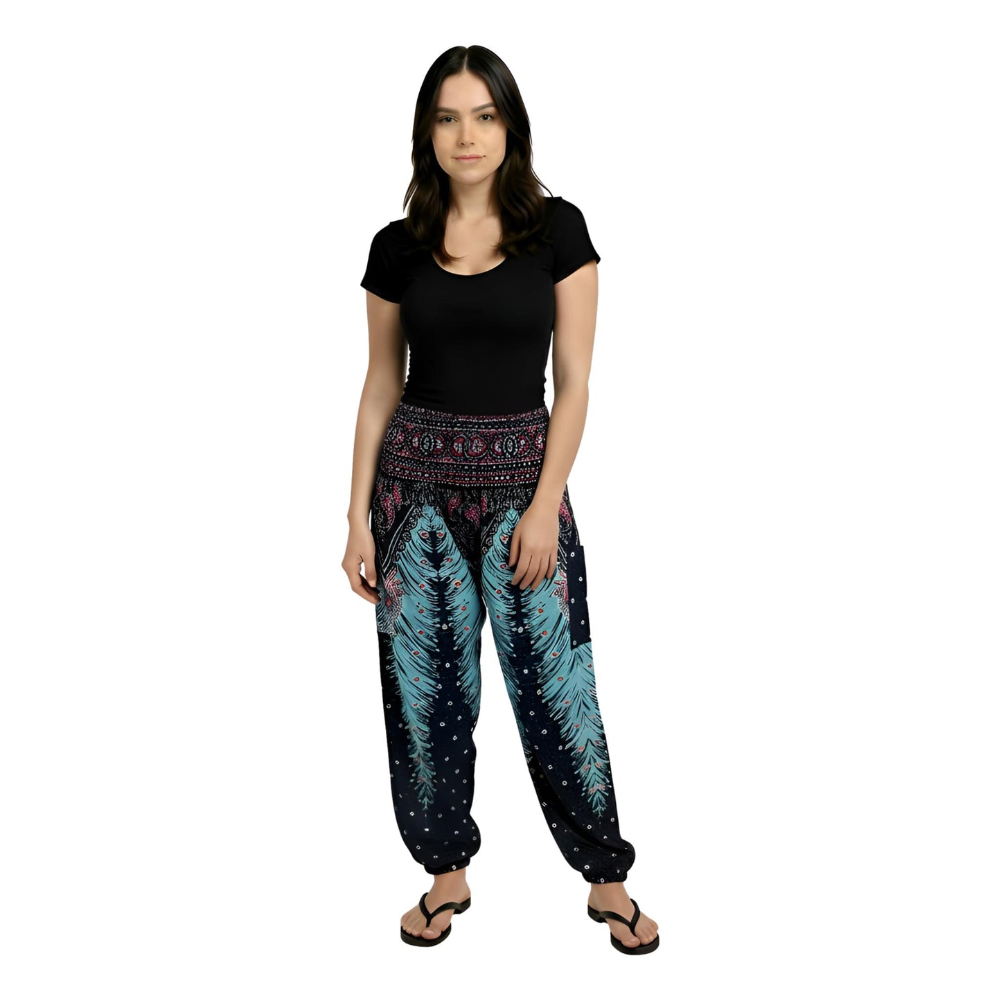 Shirred Waist Harem Pants