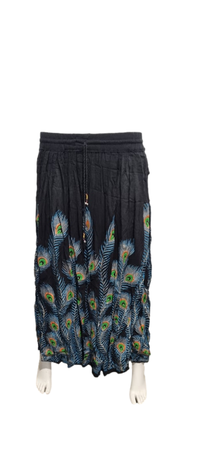 Handmade Peacock Print Skirt Blue Size: 12 | Oxfam Shop